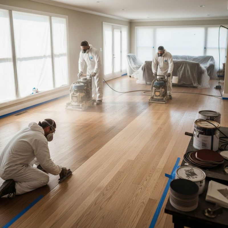 Local Hardwood Refinishing pros at work